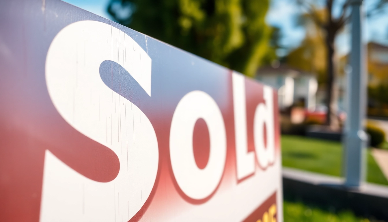 High-quality sold sign for real estate with bold lettering and vibrant colors, optimized for visibility outdoors.