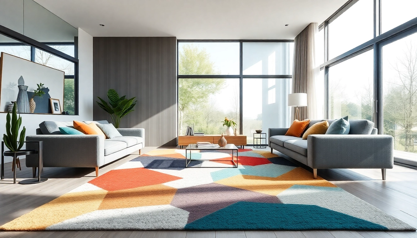 Showcase of vibrant Tappeti moderni Milano enhancing contemporary home decor with bold designs
